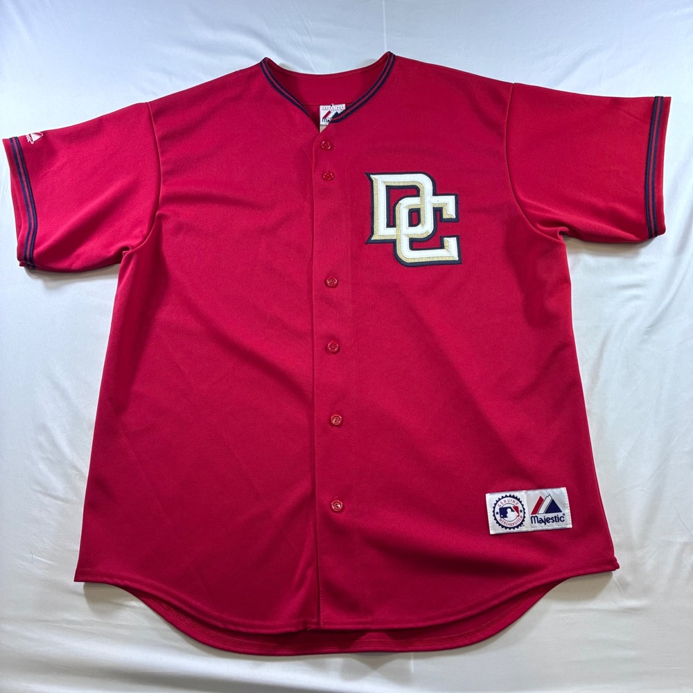 VTG Majestic Washington Nationals MLB Baseball Jersey Red DC Logo Mens XL